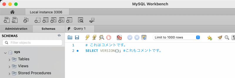 MySQL のコメント 1
