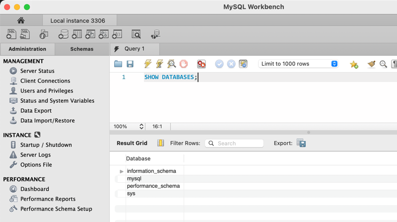 MySQL でデータベースの作成 1