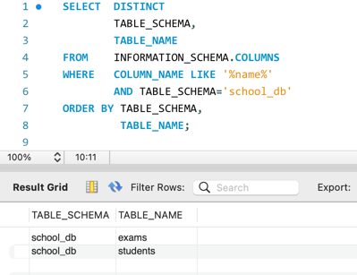 MySQL 指定したカラム名を持つテーブルを取得する方法 2