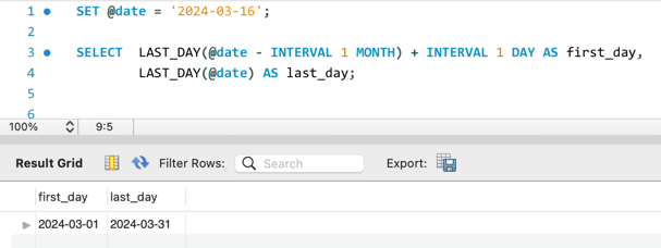 MySQL で当月・前月・翌月の月初・月末の日付を取得する方法 1