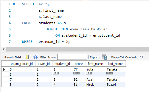 mysql join レコード数