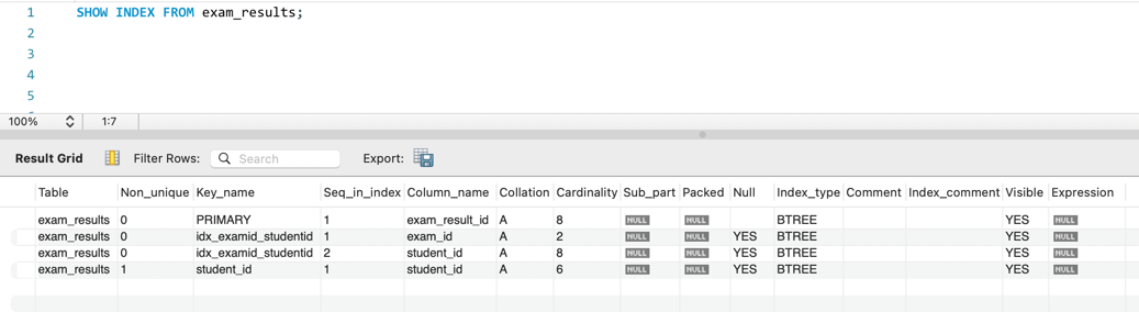 MySQL のインデックスの一覧を取得する 3