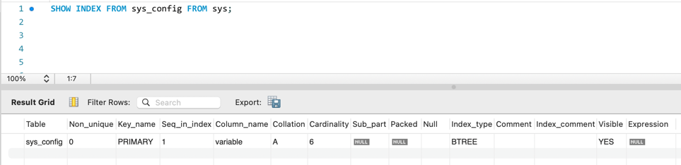 MySQL のインデックスの一覧を取得する 4
