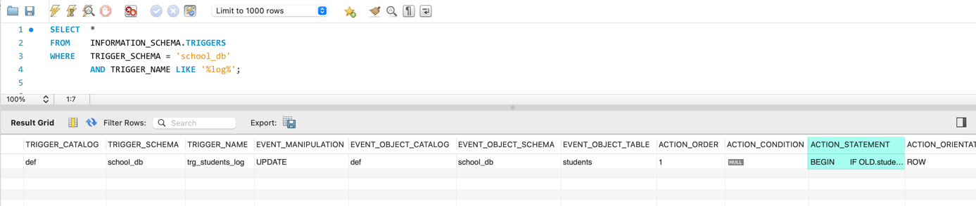 MySQL のトリガーの一覧を取得する 6