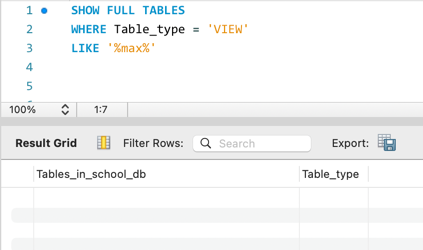 MySQL のビューの一覧を取得する 3