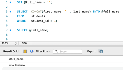 MySQL で変数を定義する 4
